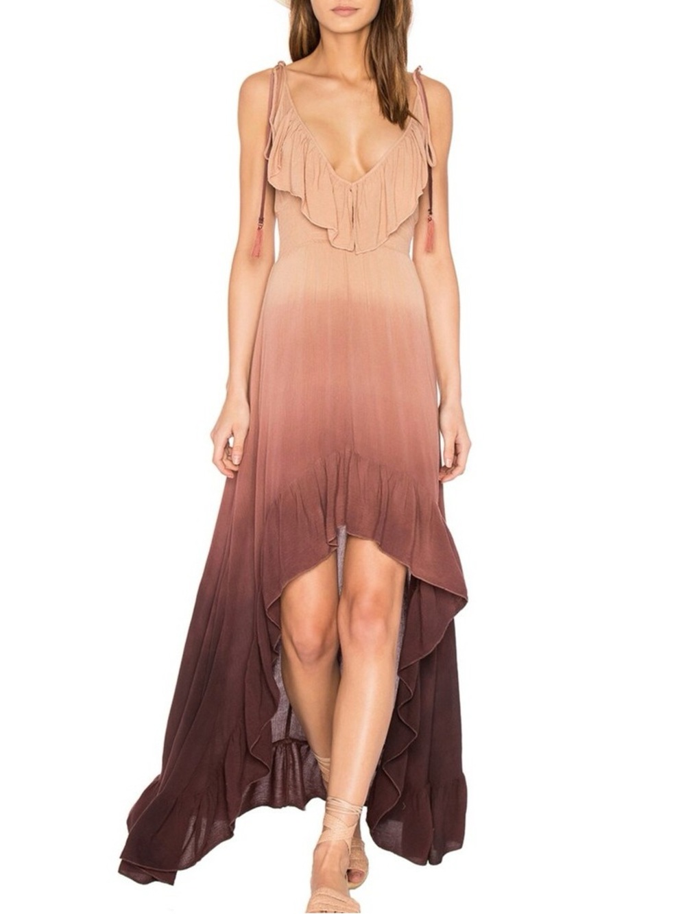 BOHO ME Ombre Ruffle Beach Cover Up Maxi Dress